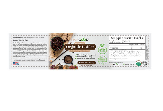 Organic Coffee Weightloss Management w/Mushrooms, healthy fiber, maca~LiveGood