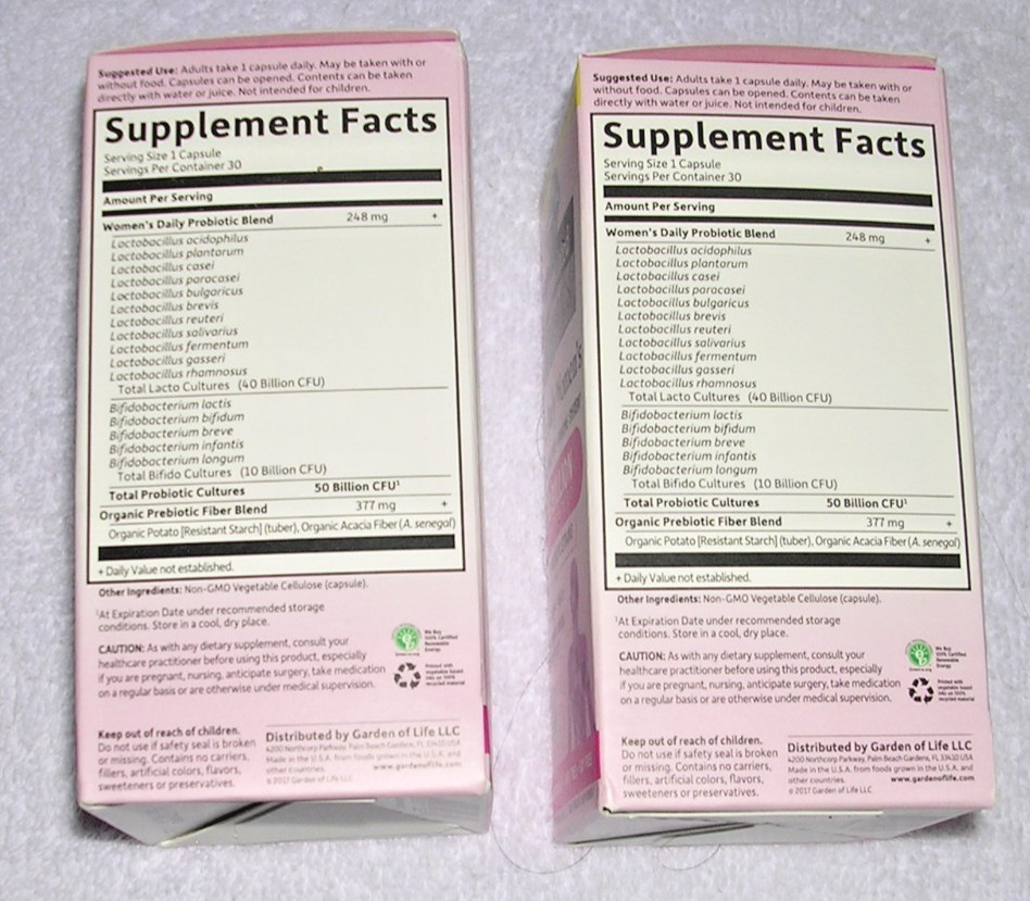 Set f 2 Once Daily Women’s Probiotic 50 Billion 60 Capsules 16 Strains 11/26 Lot