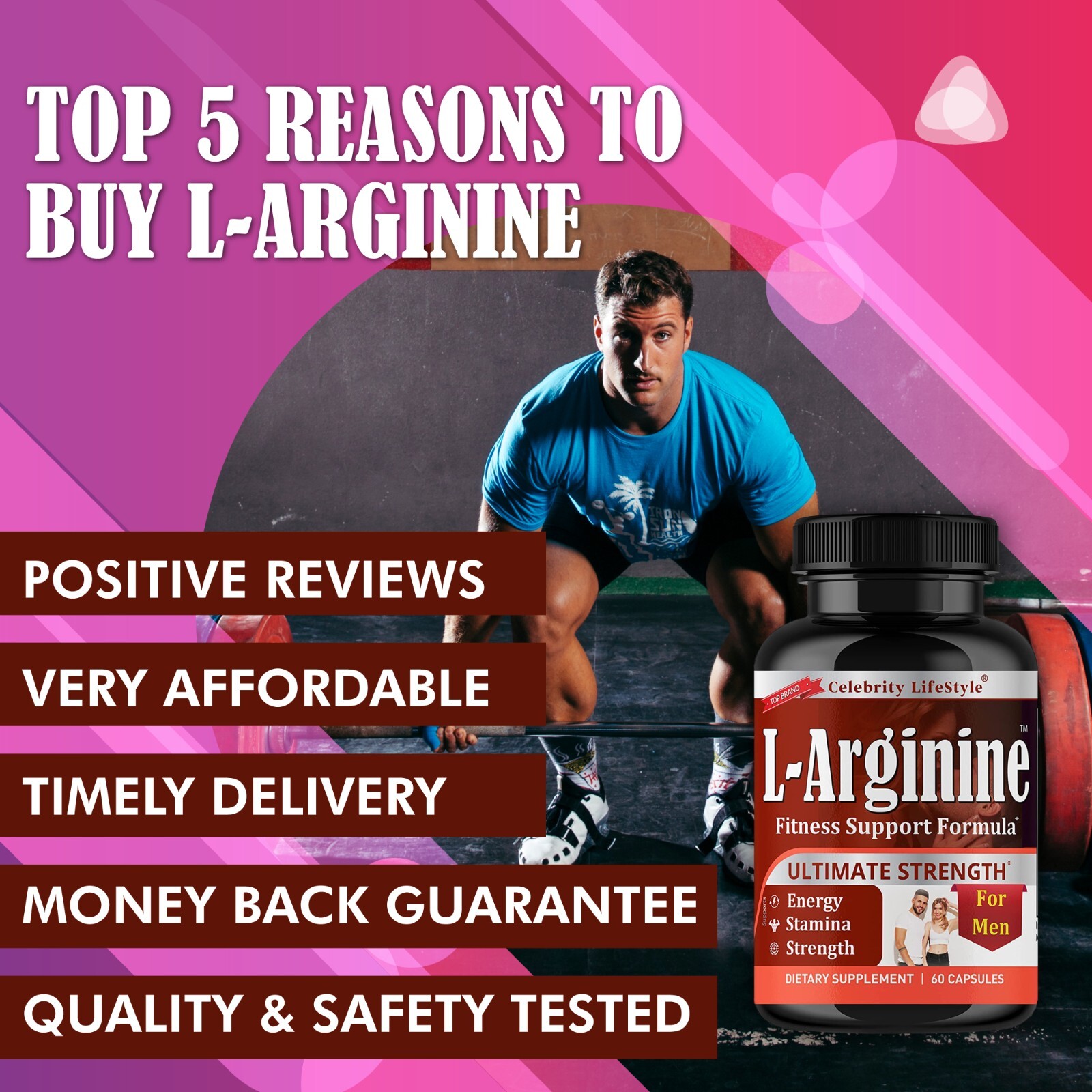 L-Arginine Supplement for Enhanced Performance, Testosterone Support- 02/02/2026