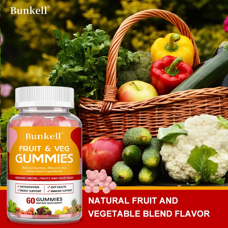 Fruit and Vegetable Gummies-All-Natural Vitamins,Minerals for Full-Body Wellness