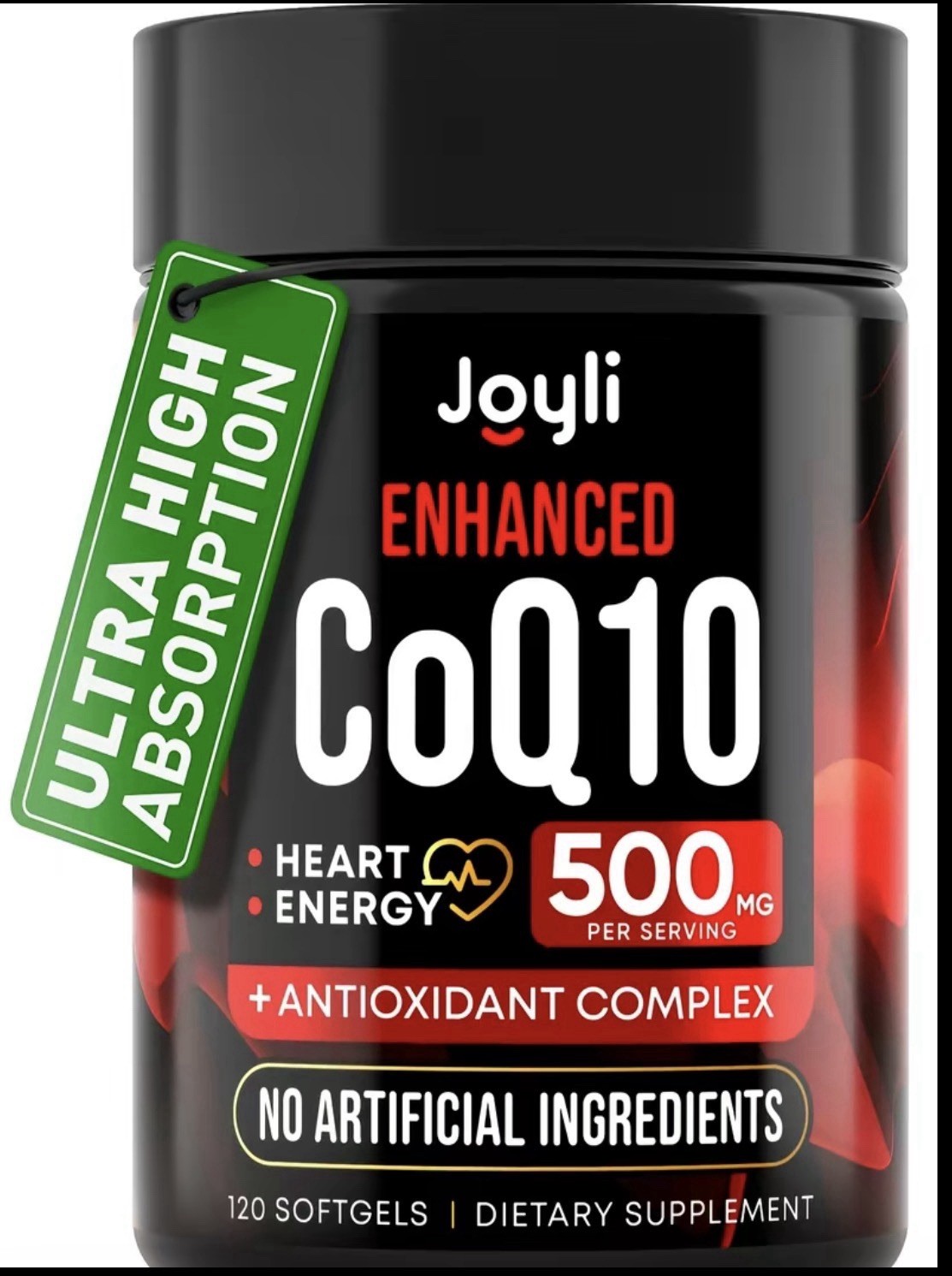 Joyli Enhanced CoQ10 500mg 120 Softgels Gluten-Free Non-GMO Exp 01/2028