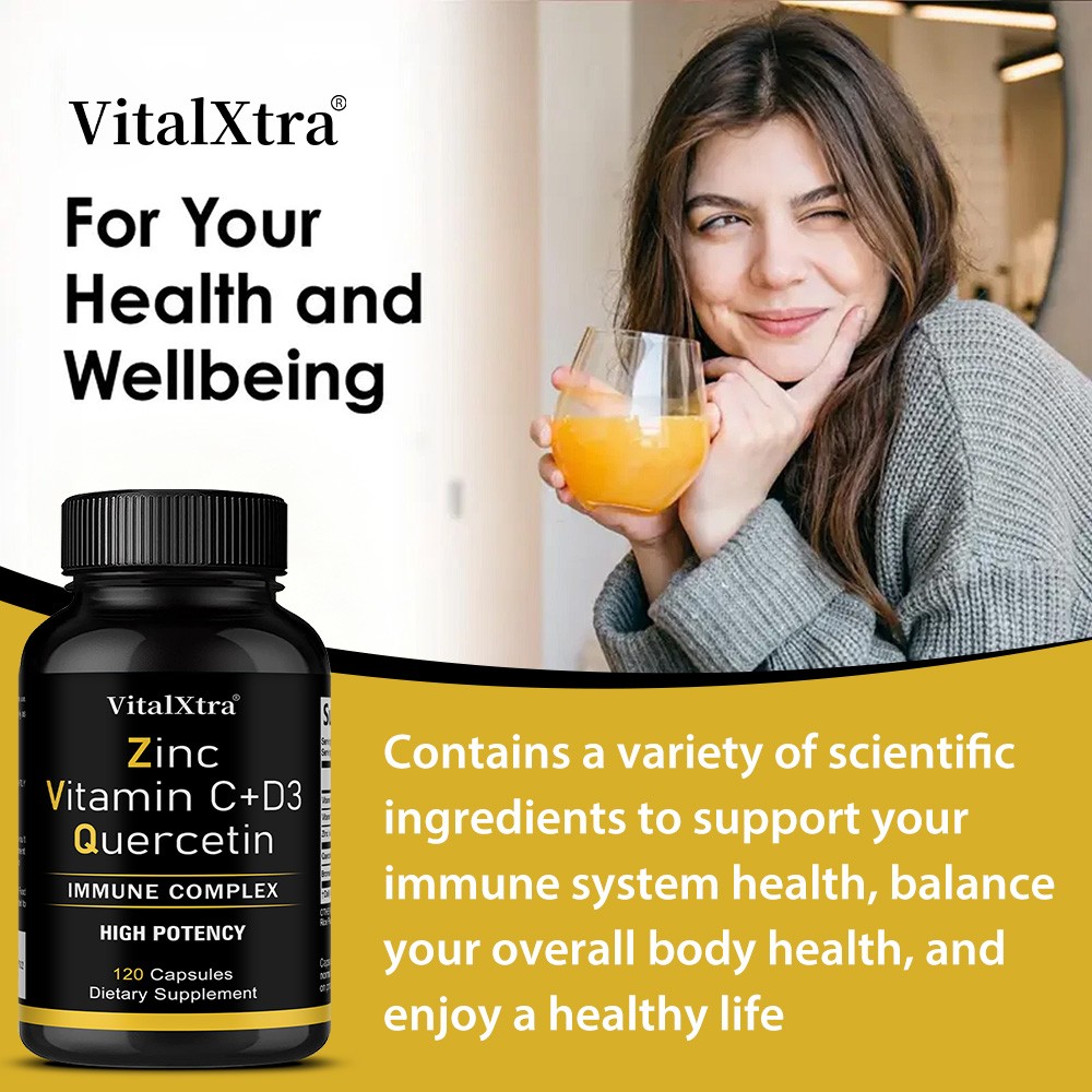 Vitalxtra High Potency Immune Complex With Zinc+Quercetin 30/60/120 Capsules