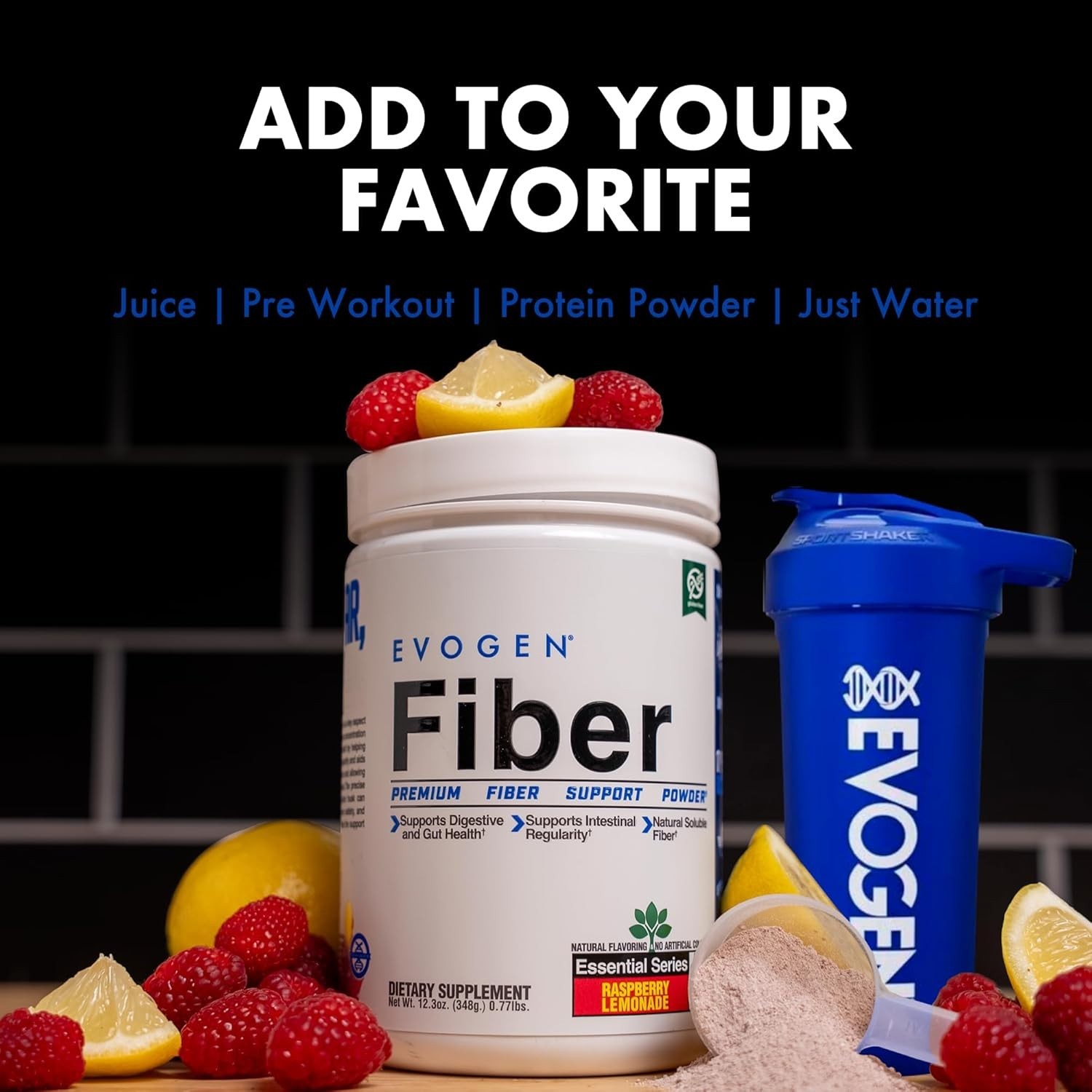 Evogen Premium Fiber Powder Supplement – Raspberry Lemonade Flavor – 12.3 oz.