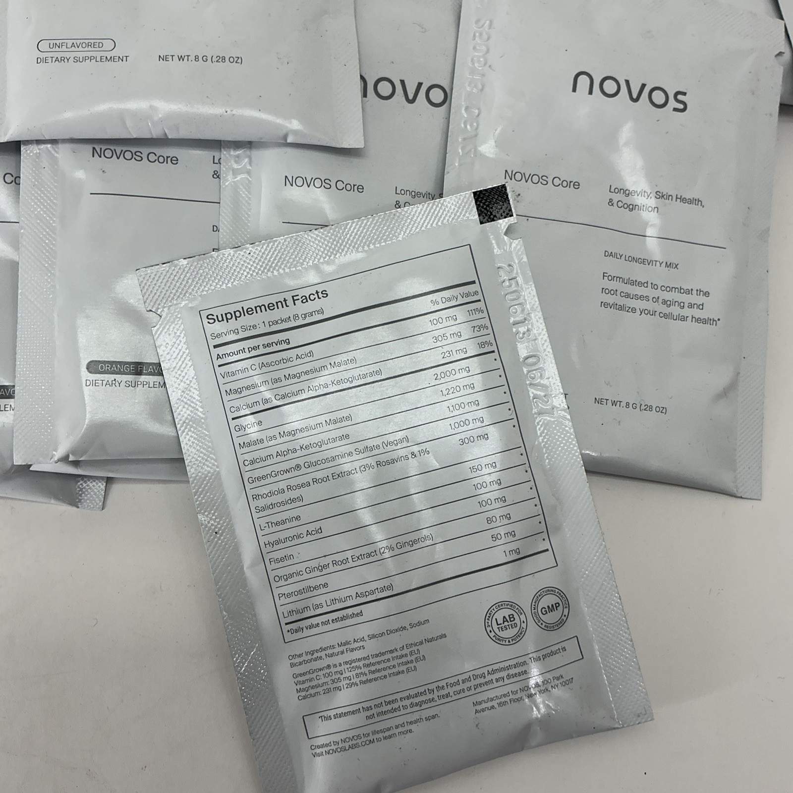 NOVOS Core Longevity,Skin Health,Cognition Mix, Supplement- 30 Packs Orange