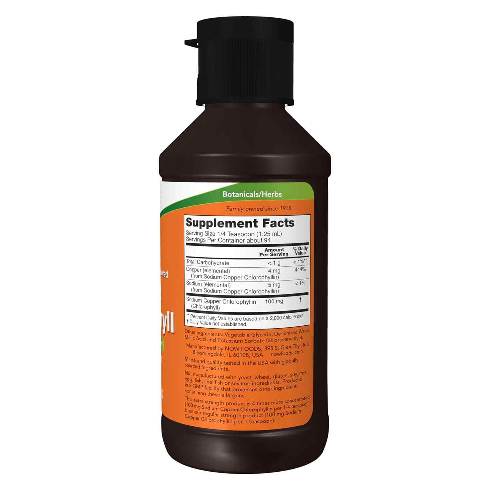NOW Chlorophyll Liquid Extra Strength Unflavored – 4 fl oz, Internal Deodorizer