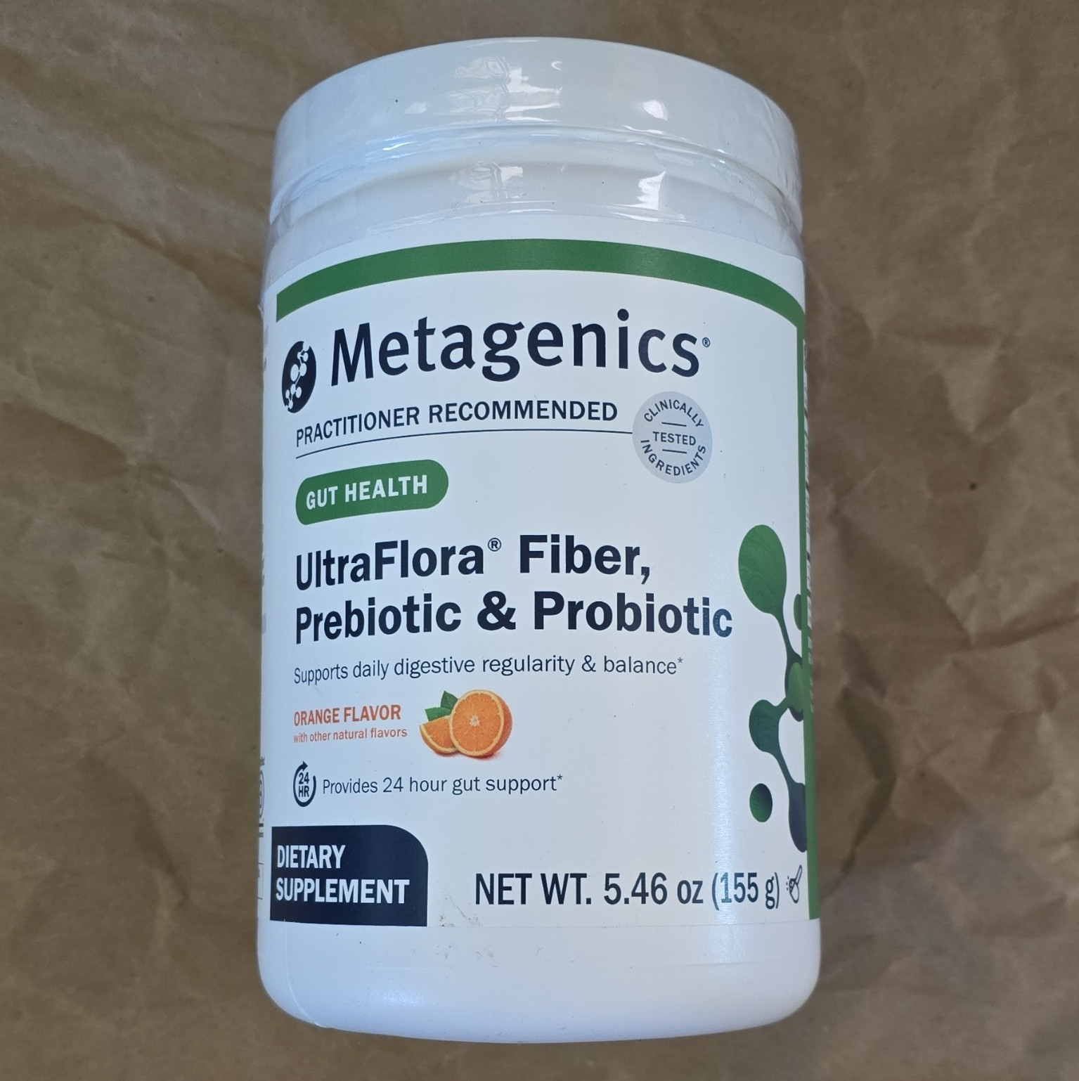 Metagenics UltraFlora Fiber Prebiotic + Probiotic Orange 5.46 oz Exp 01/2028
