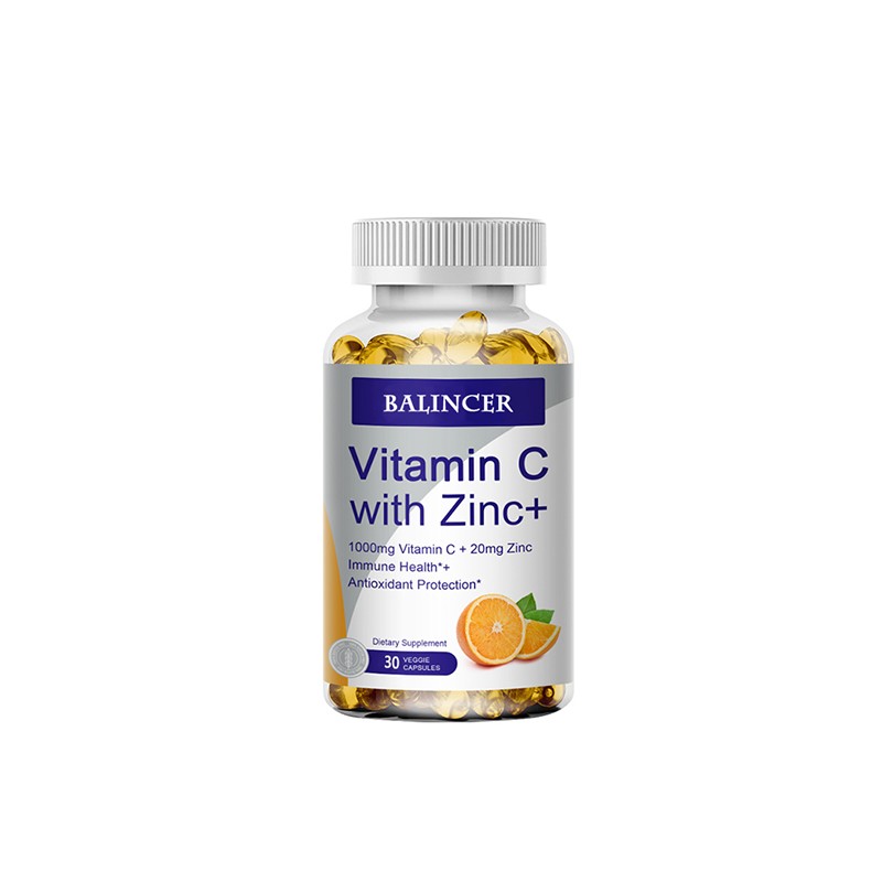 High Potency Vitamin C 1000mg + Zinc 20mg,For Immune System,Brain 30~120Capsules