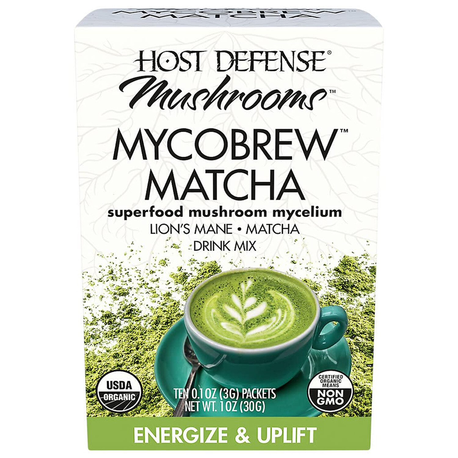 Host Defense Mushrooms MycoBrew Matcha Certified Organic Drink Mix, 1 Ounce