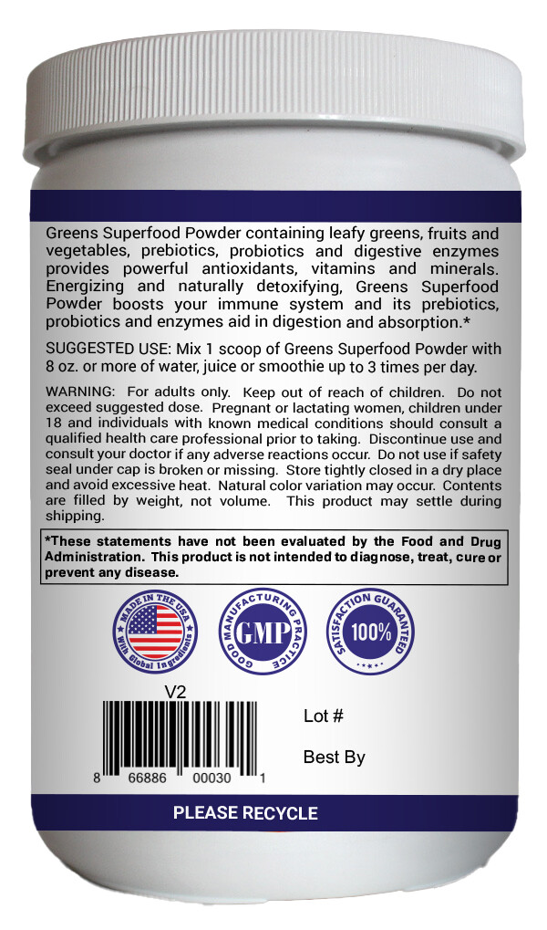Helivin Greens Superfood Powder – Natural Raw Plant Nutrition with Superfoods