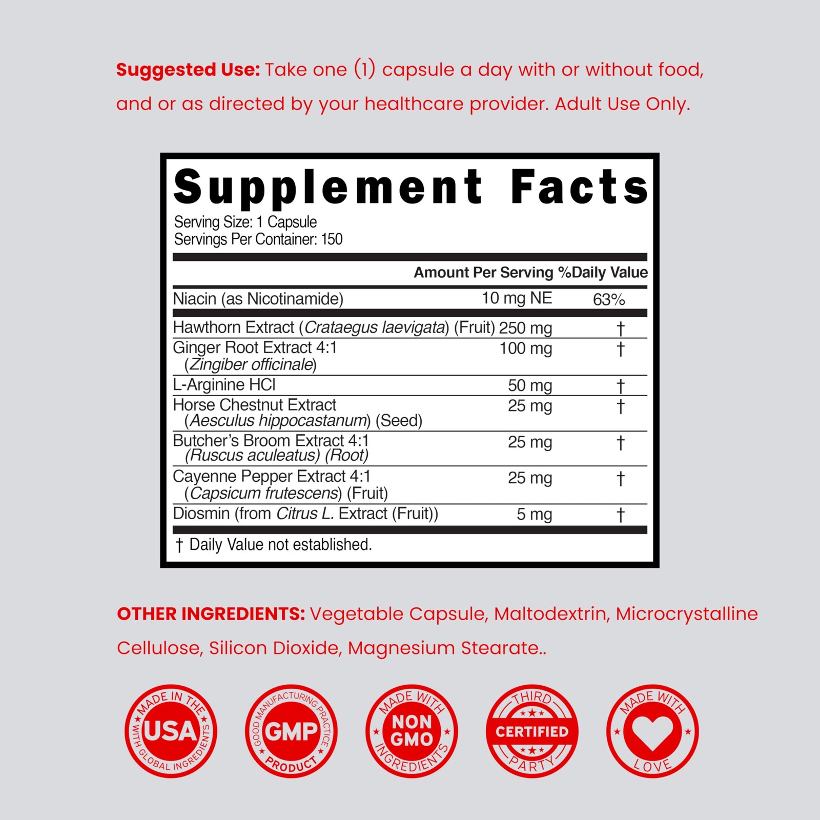 Blood Circulation Supplements with Diosmin & More (150 150 Count (Pack of 1)
