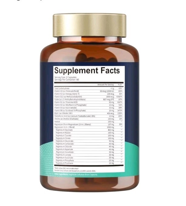 Totaria Health Magnesium Complex Vegan Capsules 120ct Energy Mood Nerve Support