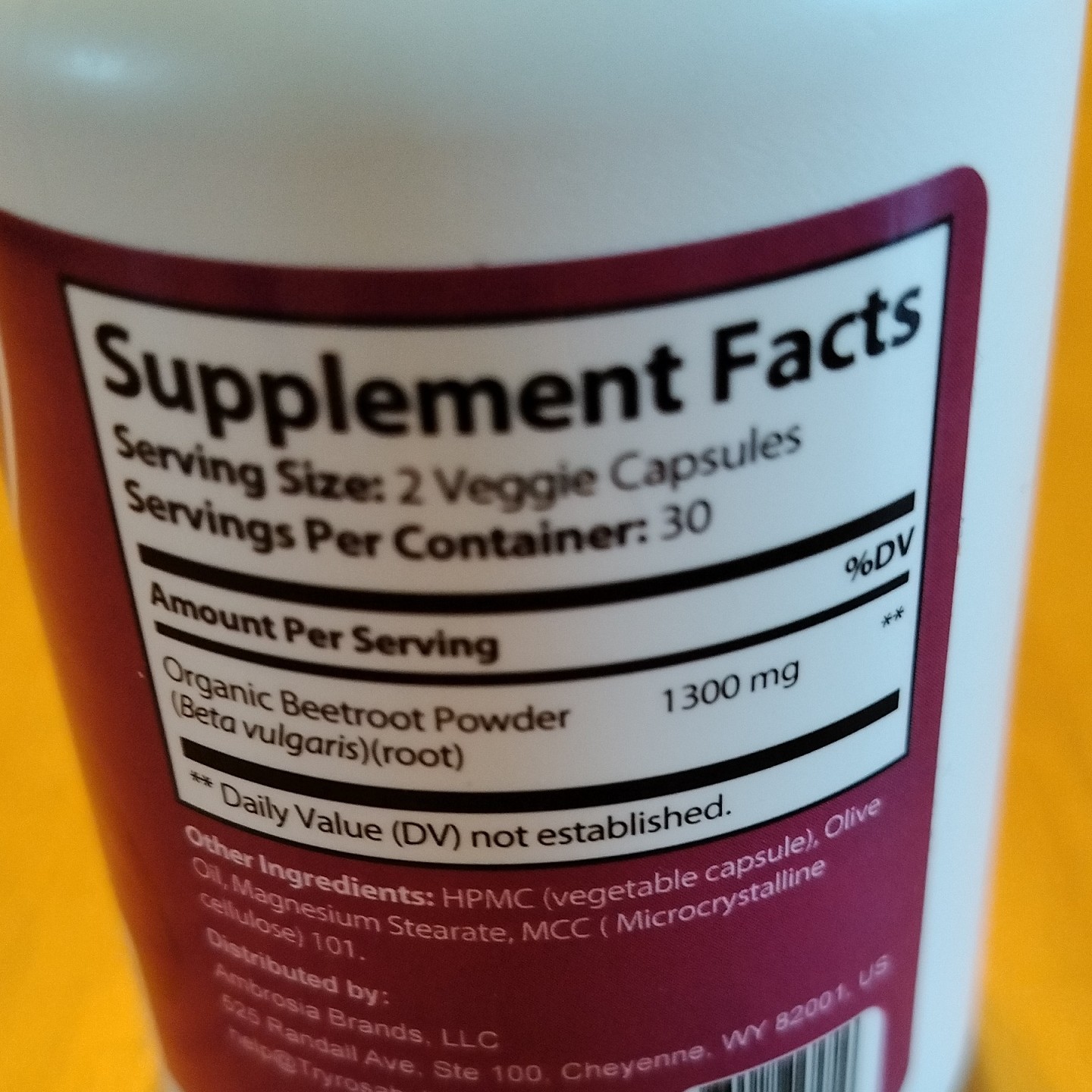 Rosabella Organic Beetroot Capsules 1300mg Vegan 60 Count Athletic Performance