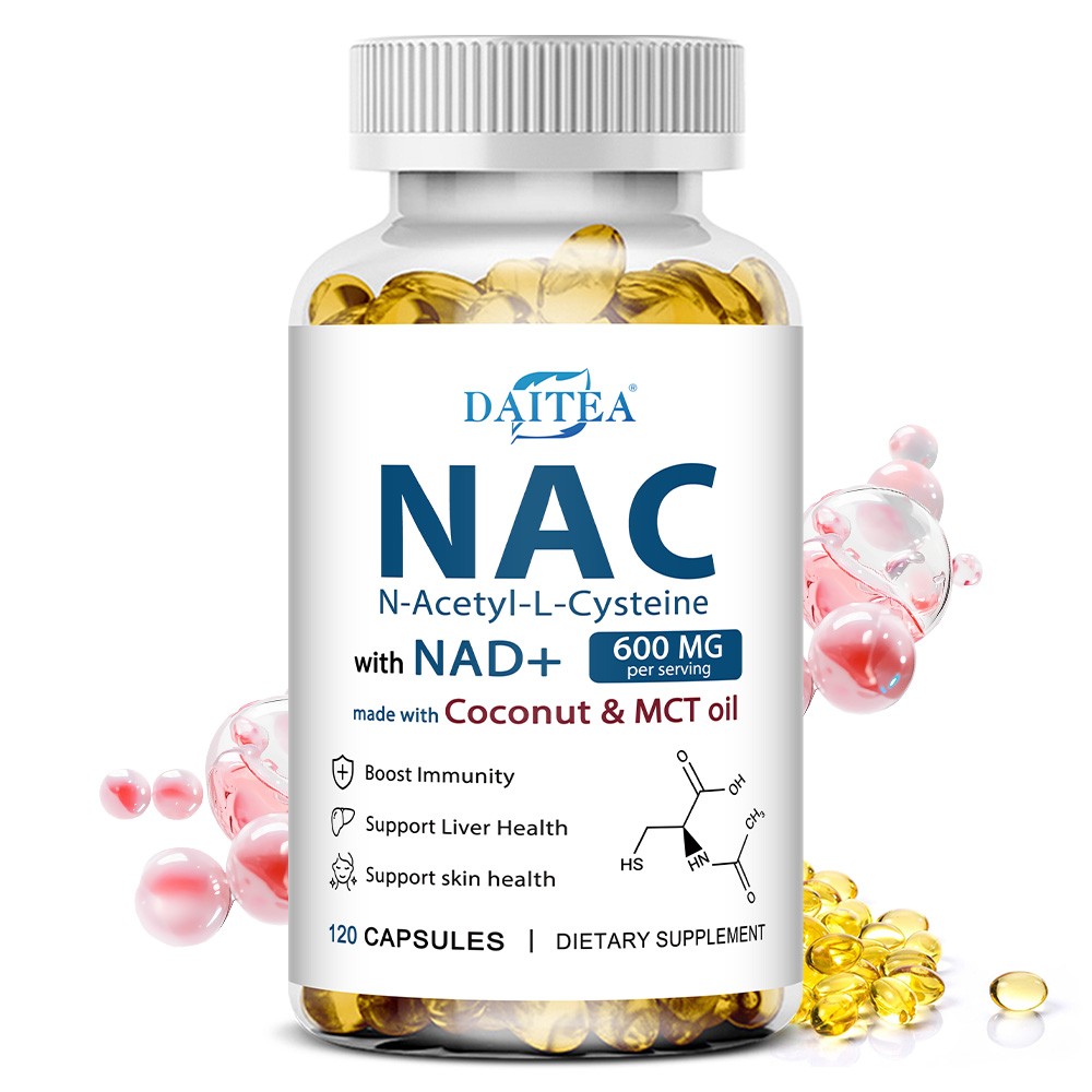 NAC 600mg with MCT Oil-Enhanced Absorption Liver,Immune&Skin Health 30~120Caps