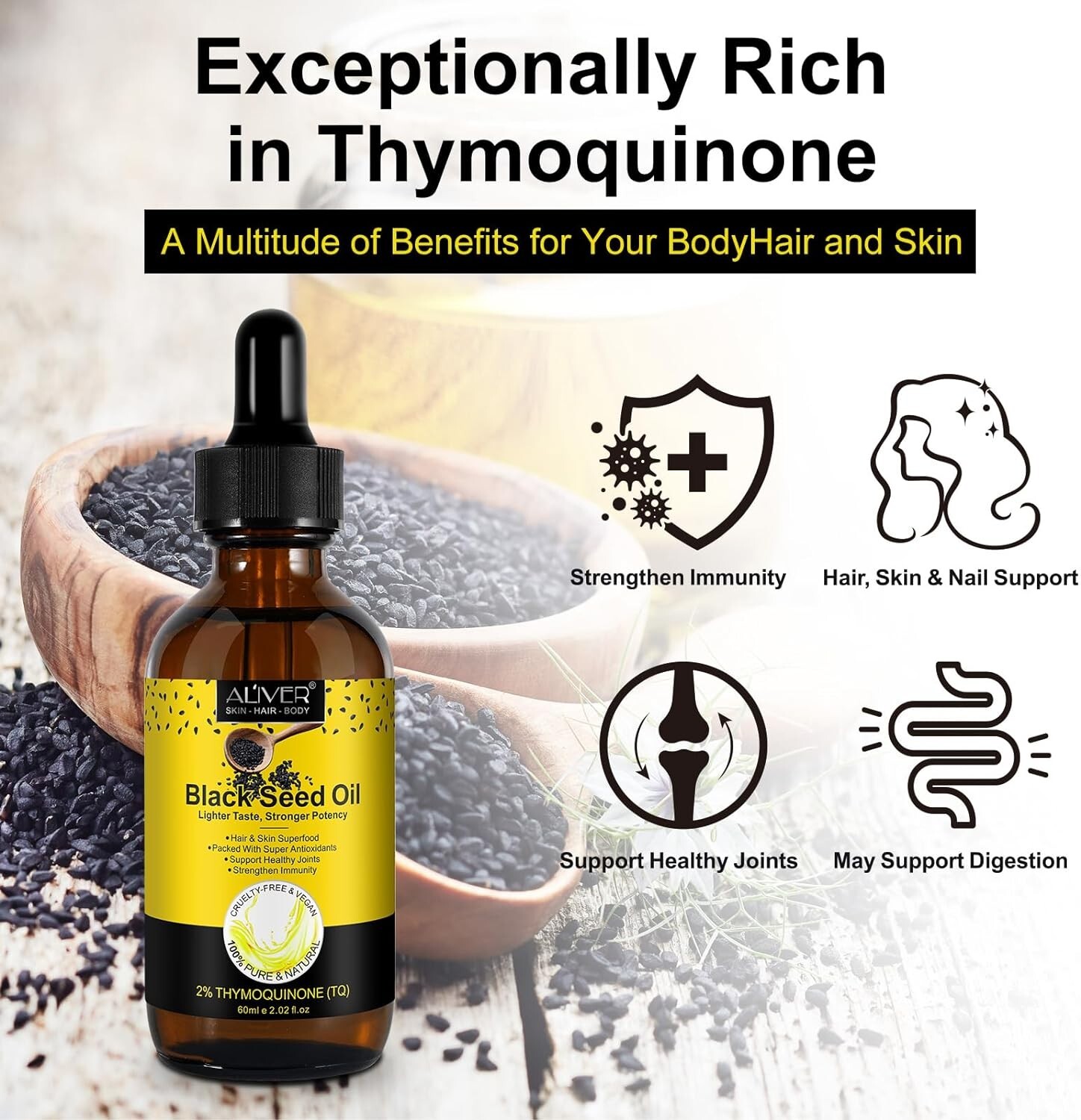 60ML TURKISH Black Seed Oil Cold Pressed Premium Blackseed Oil, Omega 3,6,9