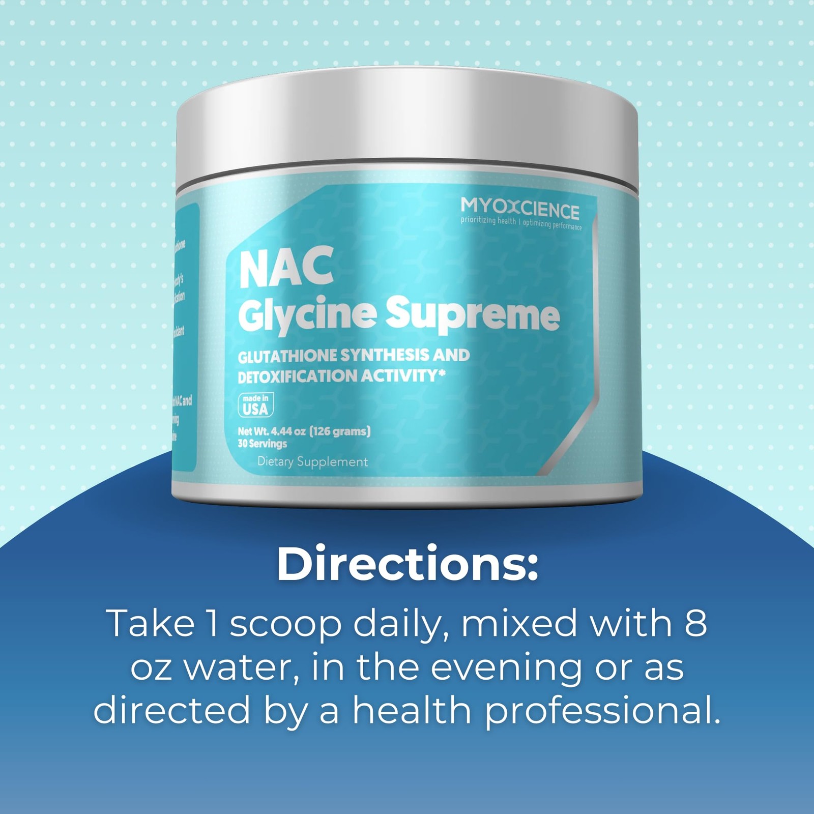 MYOXCIENCE NAC Glycine Supreme | N-Acetyl-L-Cysteine, 4.44 Ounce (Pack of 1)