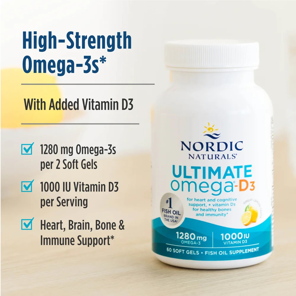 Nordic Naturals Ultimate Omega D3 – Heart, Brain, Bone & Immune Health, 90 Ct
