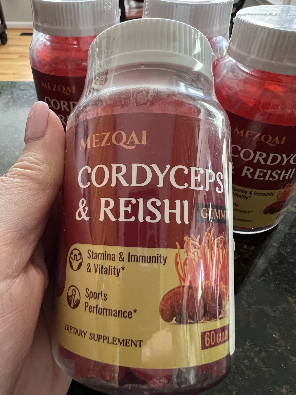 Lot of 4 Mezqai Cordyceps & Reishi Gummies Dietary Supplement (60 Ct.) – Sealed