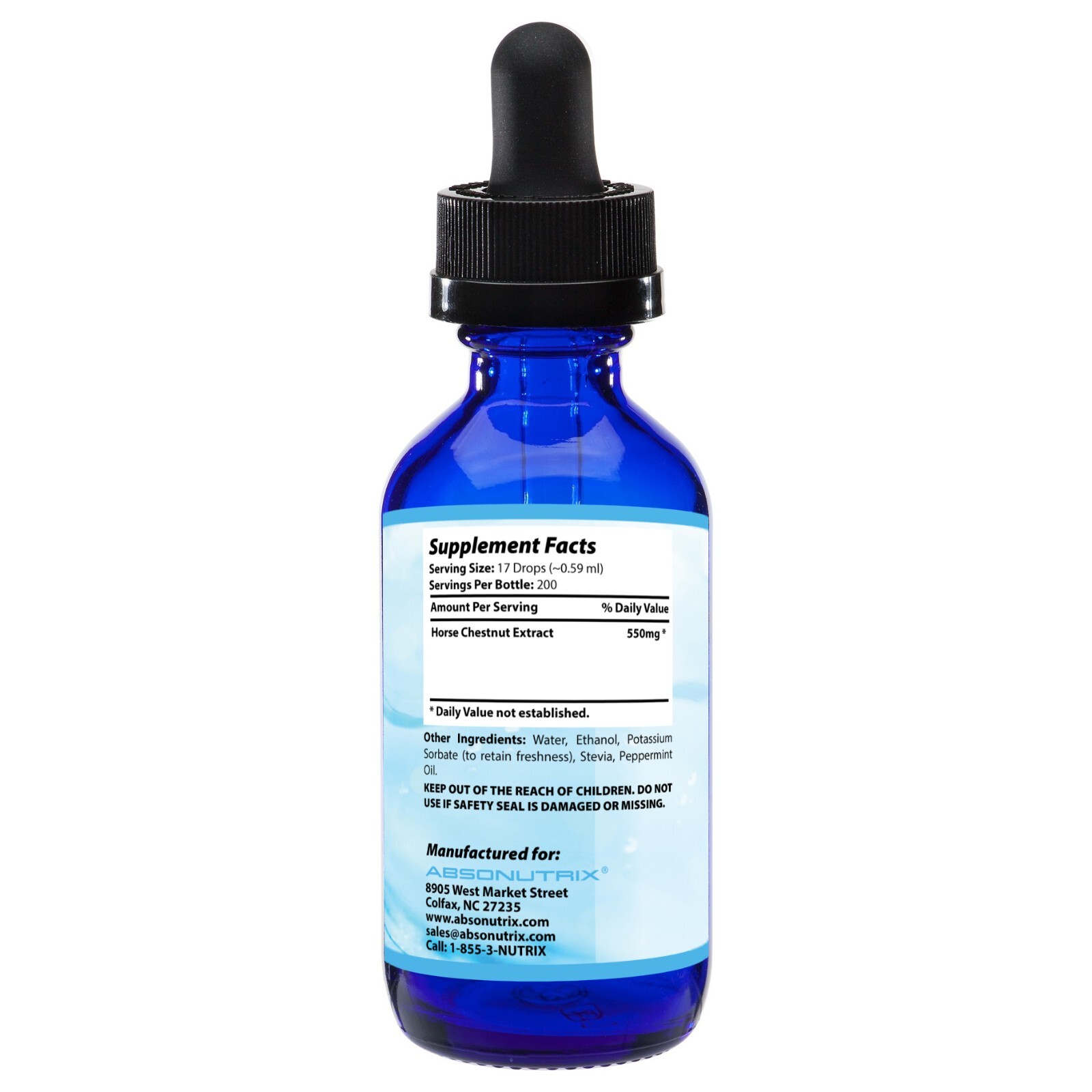 Absonutrix 4 fl oz 550mg HorseChestnut all natural vein vascular health