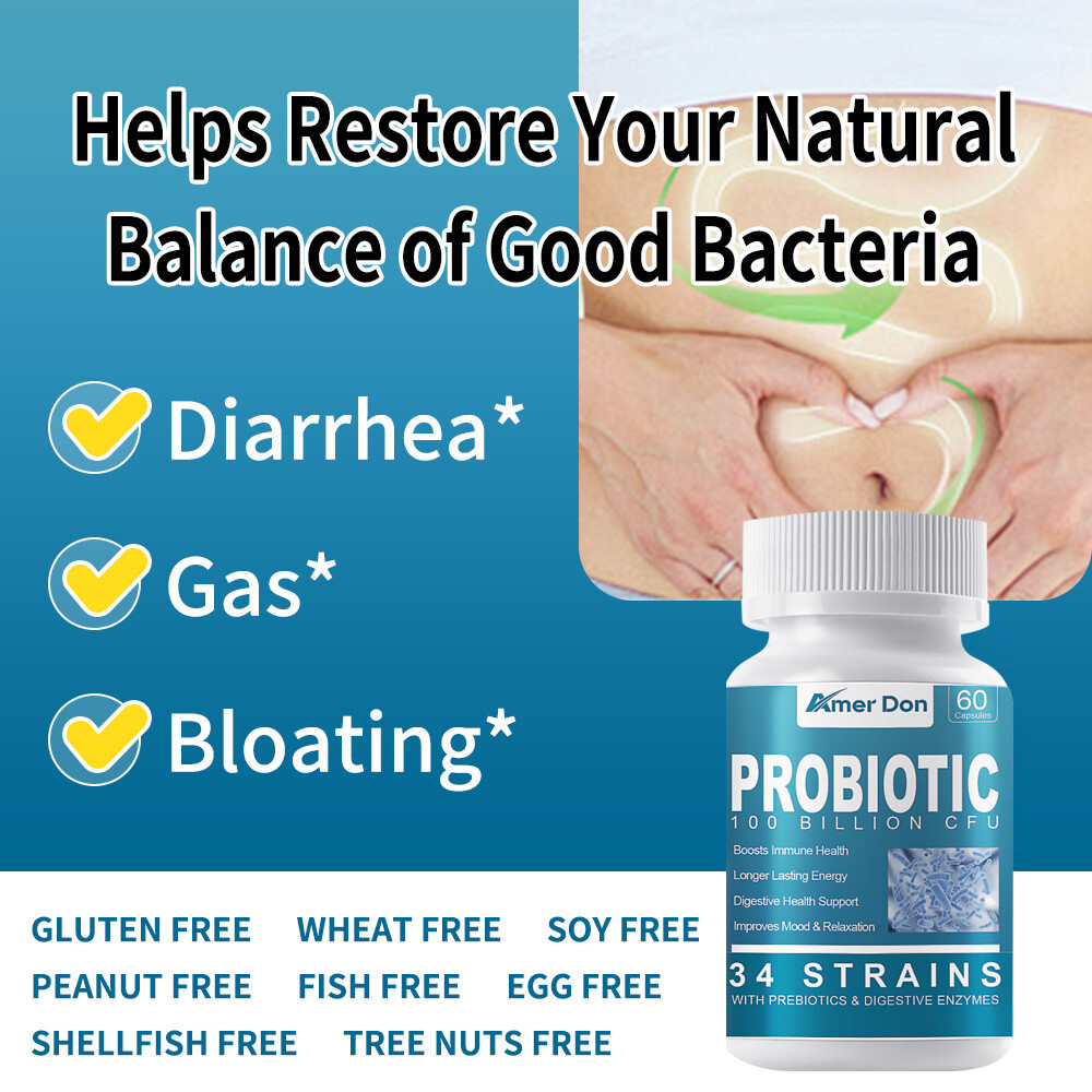 Digestive Enzymes Prebiotic & Probiotics Gas Constipation & Bloating Relief 60pc