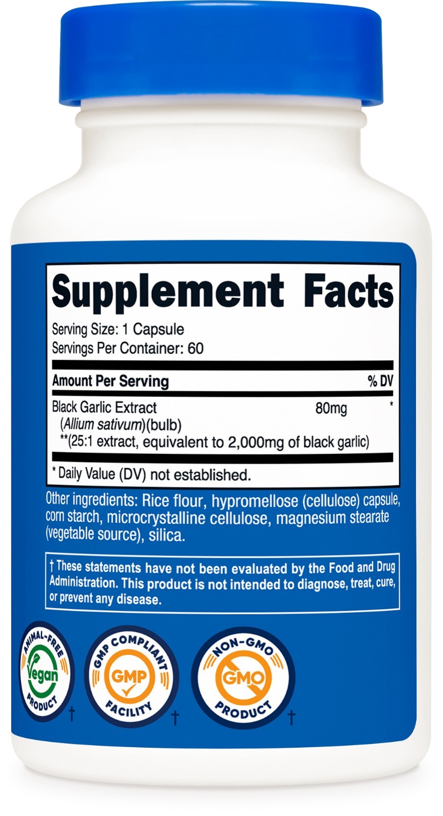 Nutricost Black Garlic (2,000 mg Equivalent) 60 Capsules – Aged Black Garlic