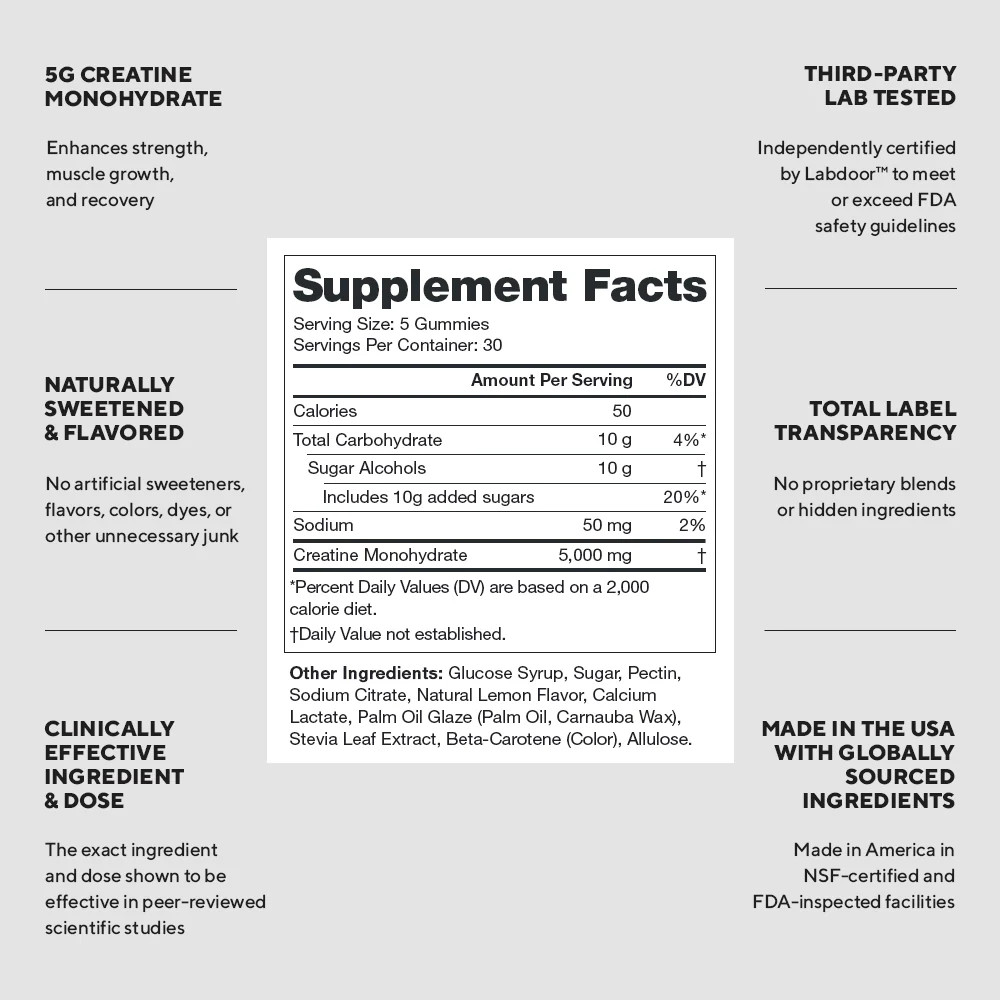 Creatine Gummies Creatine Monohydrate Supplement