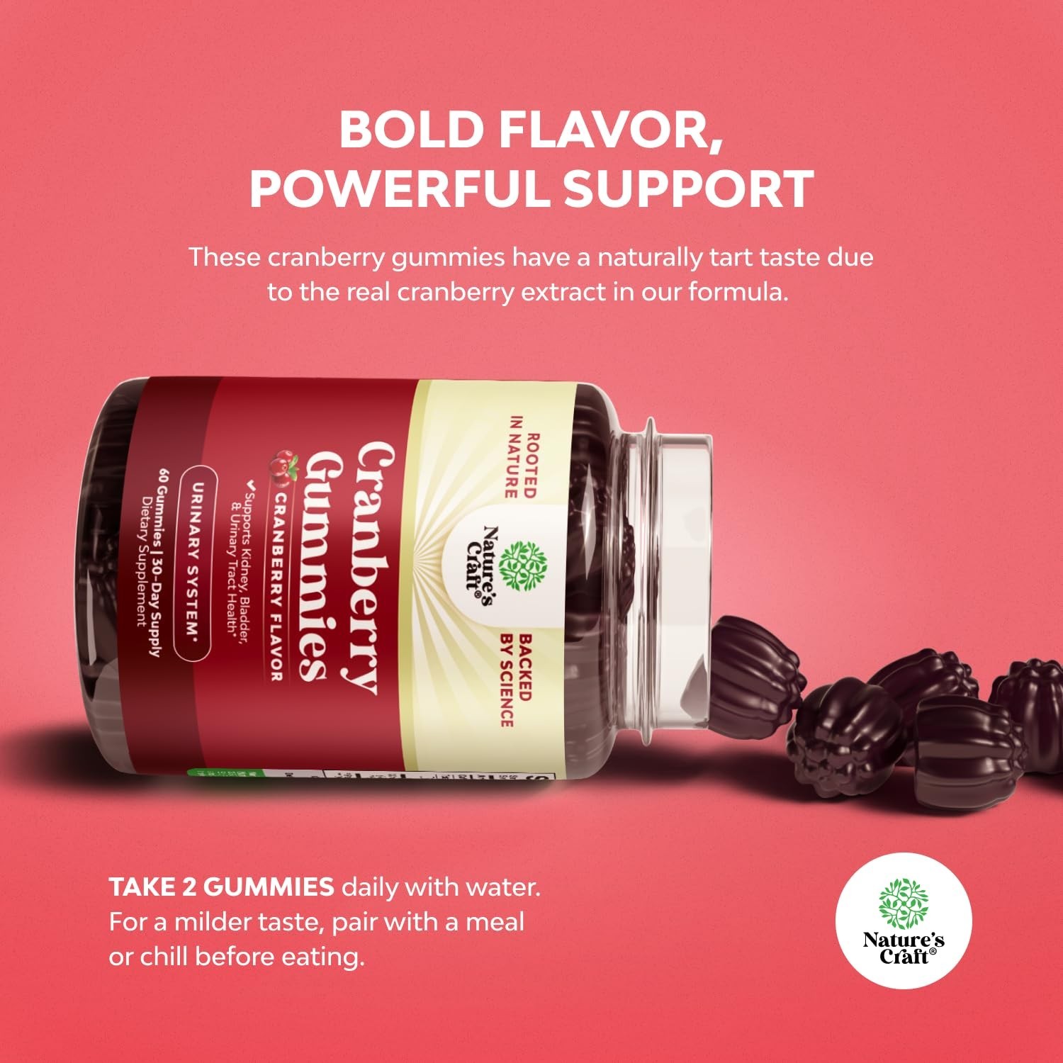 Natural Cranberry Gummies for Women & Men Extra Strength Delicious Antioxidant
