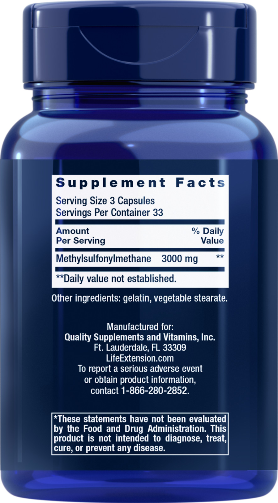 Life Extension MSM 1000 mg 100 Caps