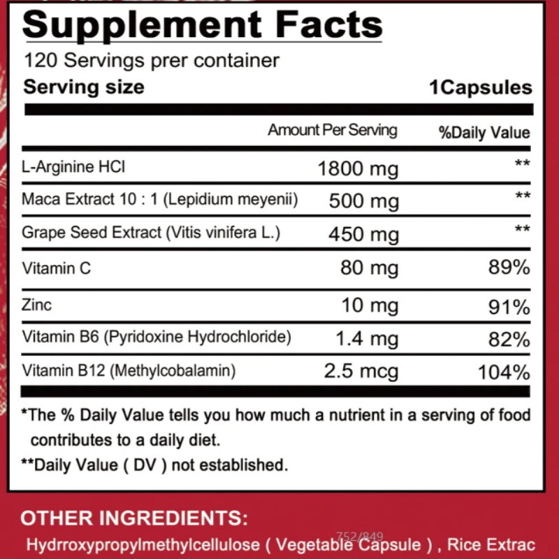 L-Arginin 1800 mg, 30 To 120 Capsules – Non-GMO and Gluten-Free