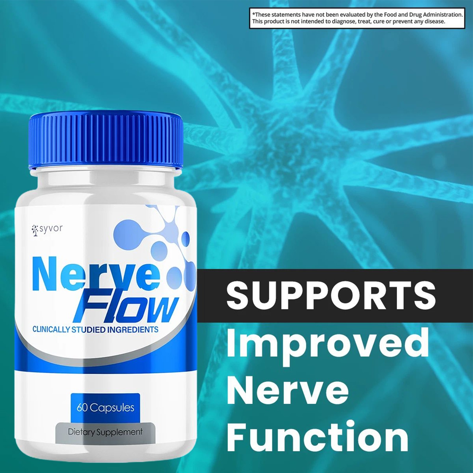 Flow Nerve Advanced Nerve Support Formula Maximum Strength Vitamin 60 Capsules