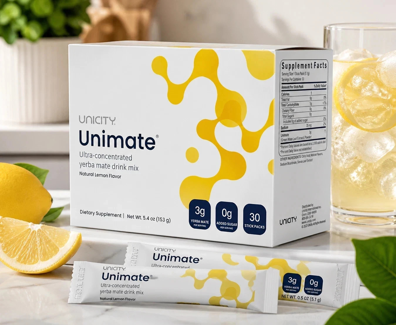 Unicity Unimate Lemon Flavor Packs – 30 Counts