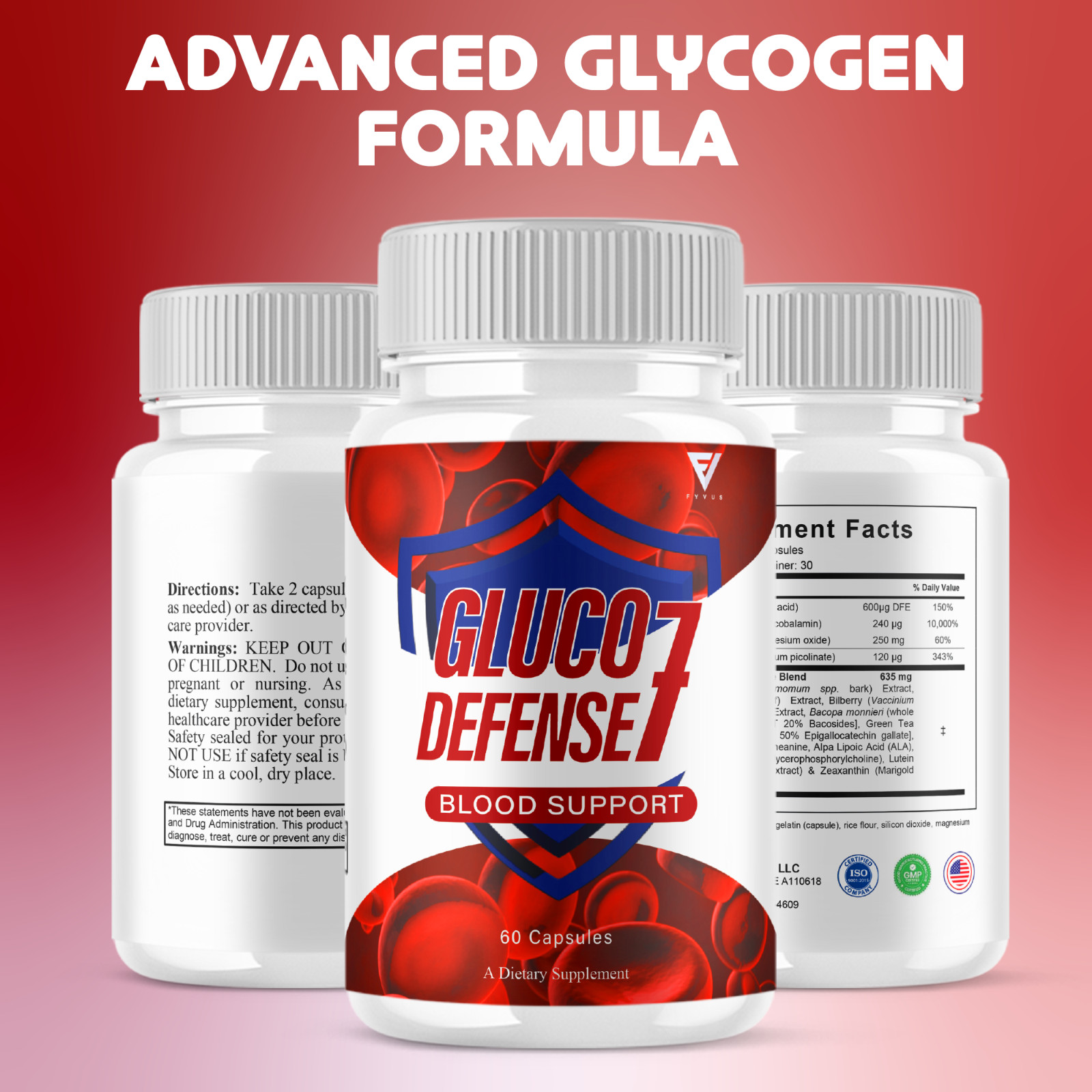 (2 Pack) Gluco Defense 7 Capsules, GlucoDefense7 Daily Formula (120 Capsules)
