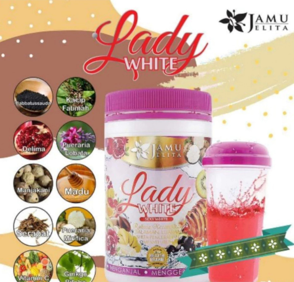 Lady White Jamu Jelita Drink Powder Elegance Booster for Women 400g NEW X 3 JAR