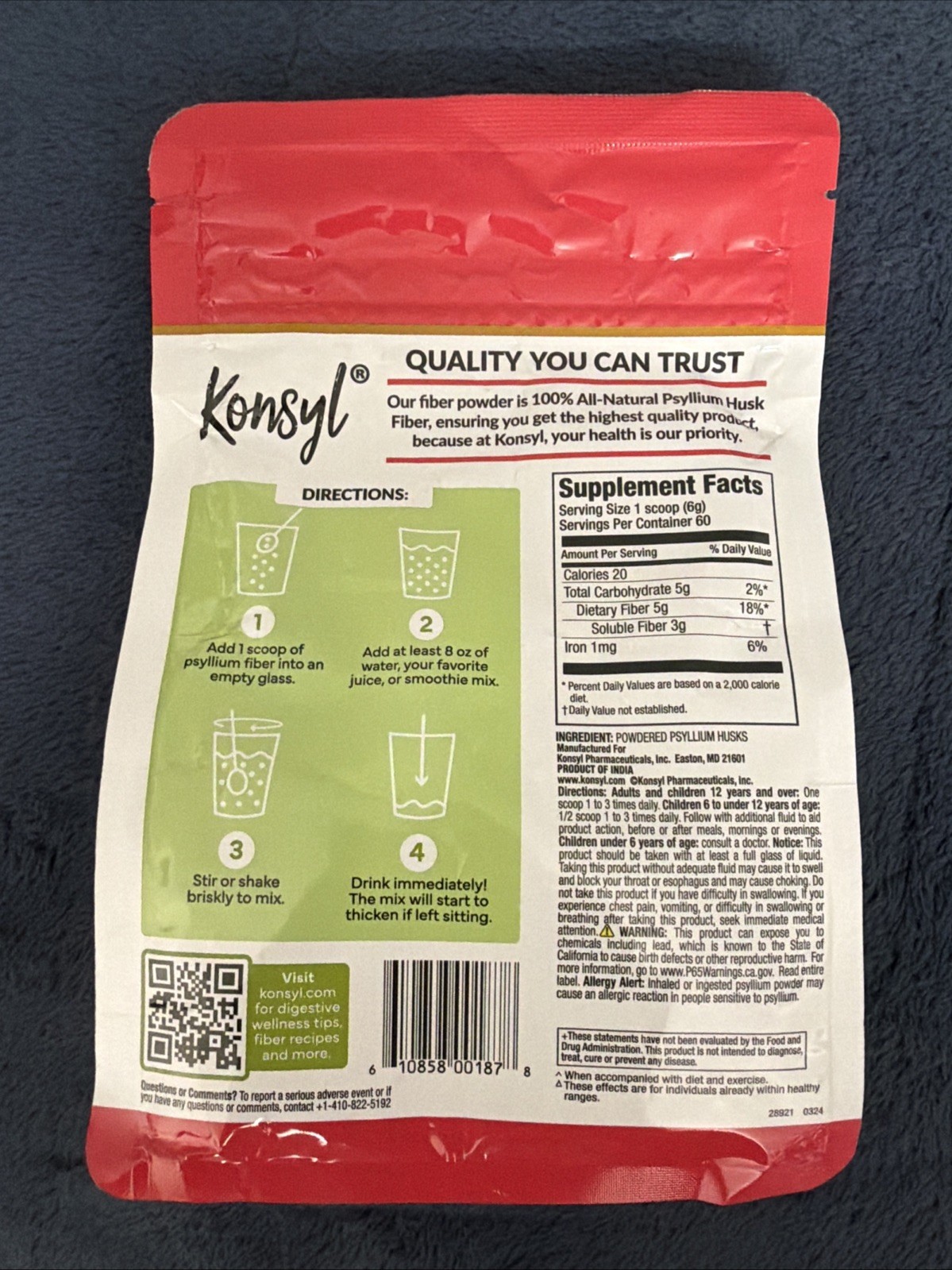 NEW Konsyl Daily Psyllium Fiber Powder supple 12.7 oz 60 Servings Exp 4/28