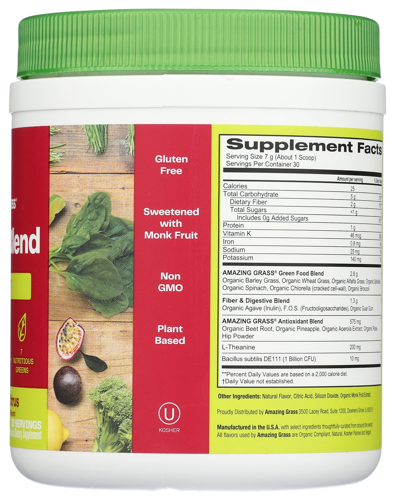 Amazing Grass Mood Greens Blend Passionfruit Citrus Dietary Supplement 1 Pack