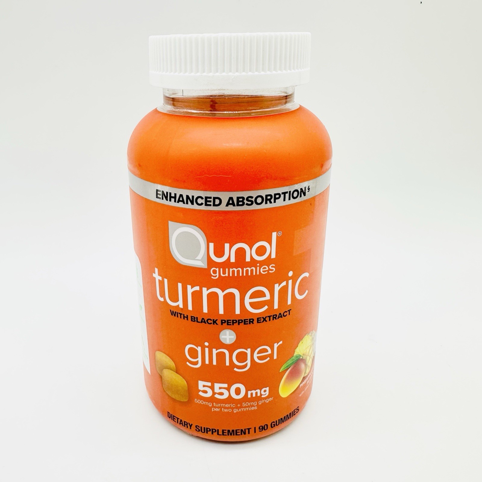 Qunol Turmeric Ginger Gummies 550mg with Black Pepper Extract 90 Count EXP 06/27