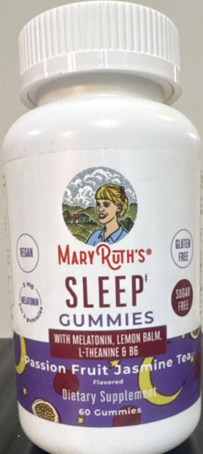 MaryRuth’s Sleep Support Gummies Melatonin L-Theanine Vegan Passion Fruit 60