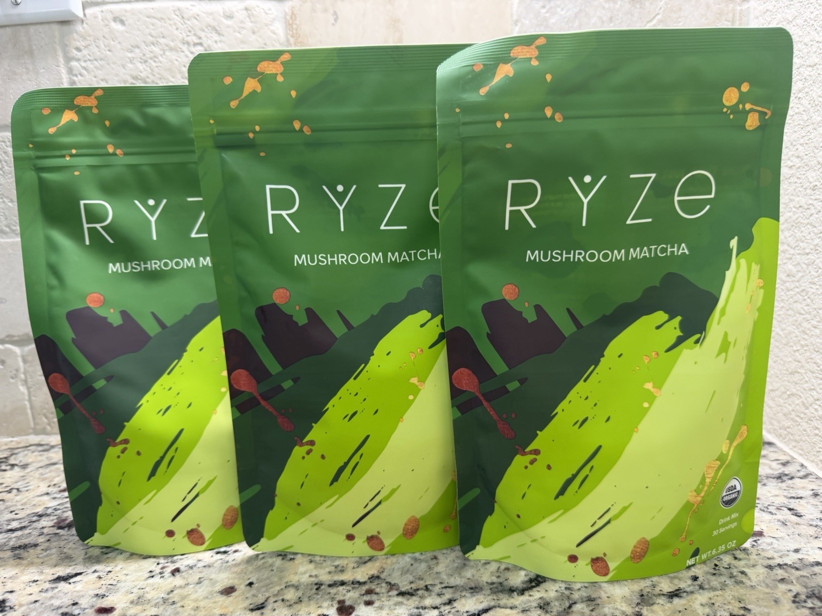 3 Pack Ryze Organic Mushroom Matcha – 30 Servings Each .
