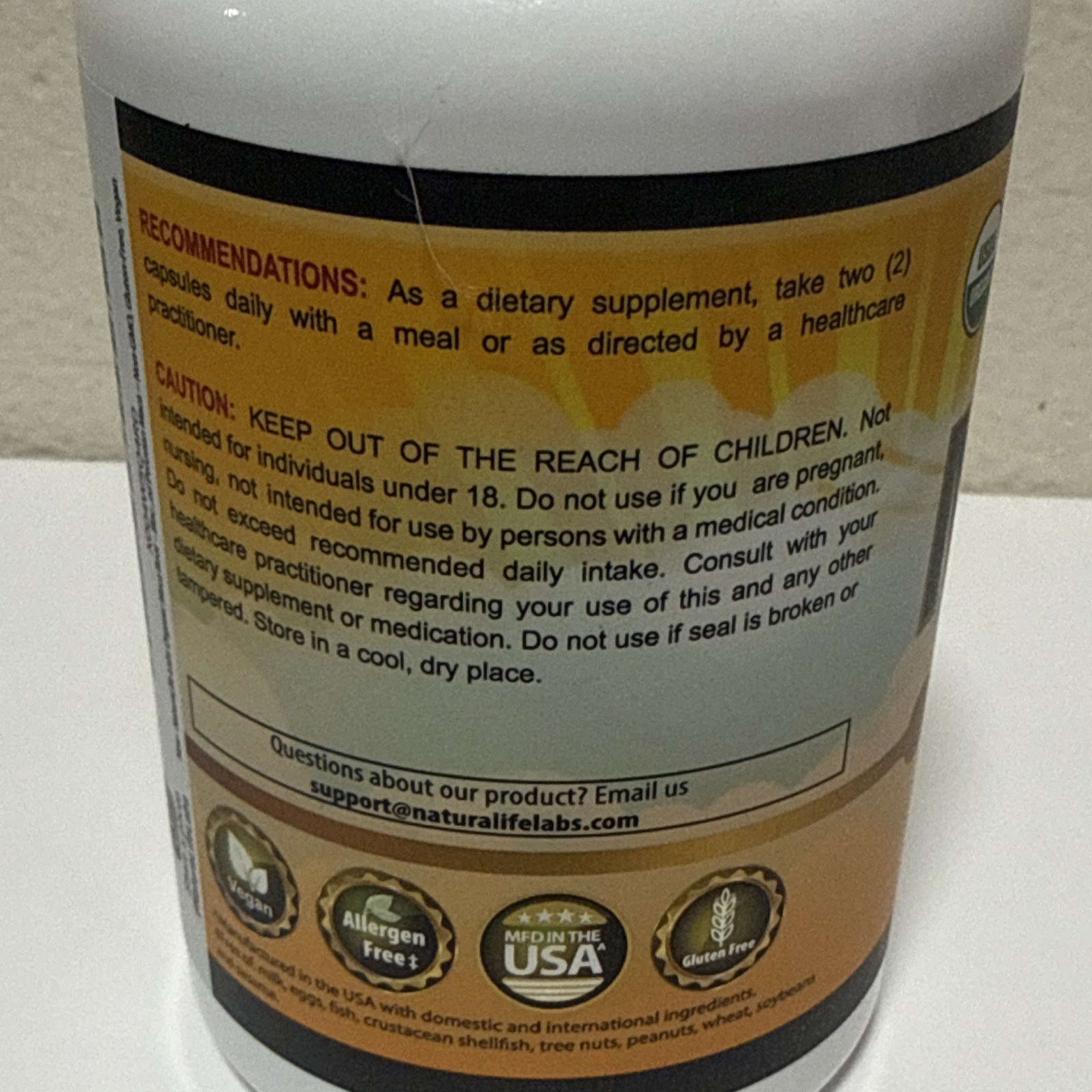 NaturaLife Labs Organic Maca 1900mg 150 Capsules Vegan Gluten-Free Exp 05/2029