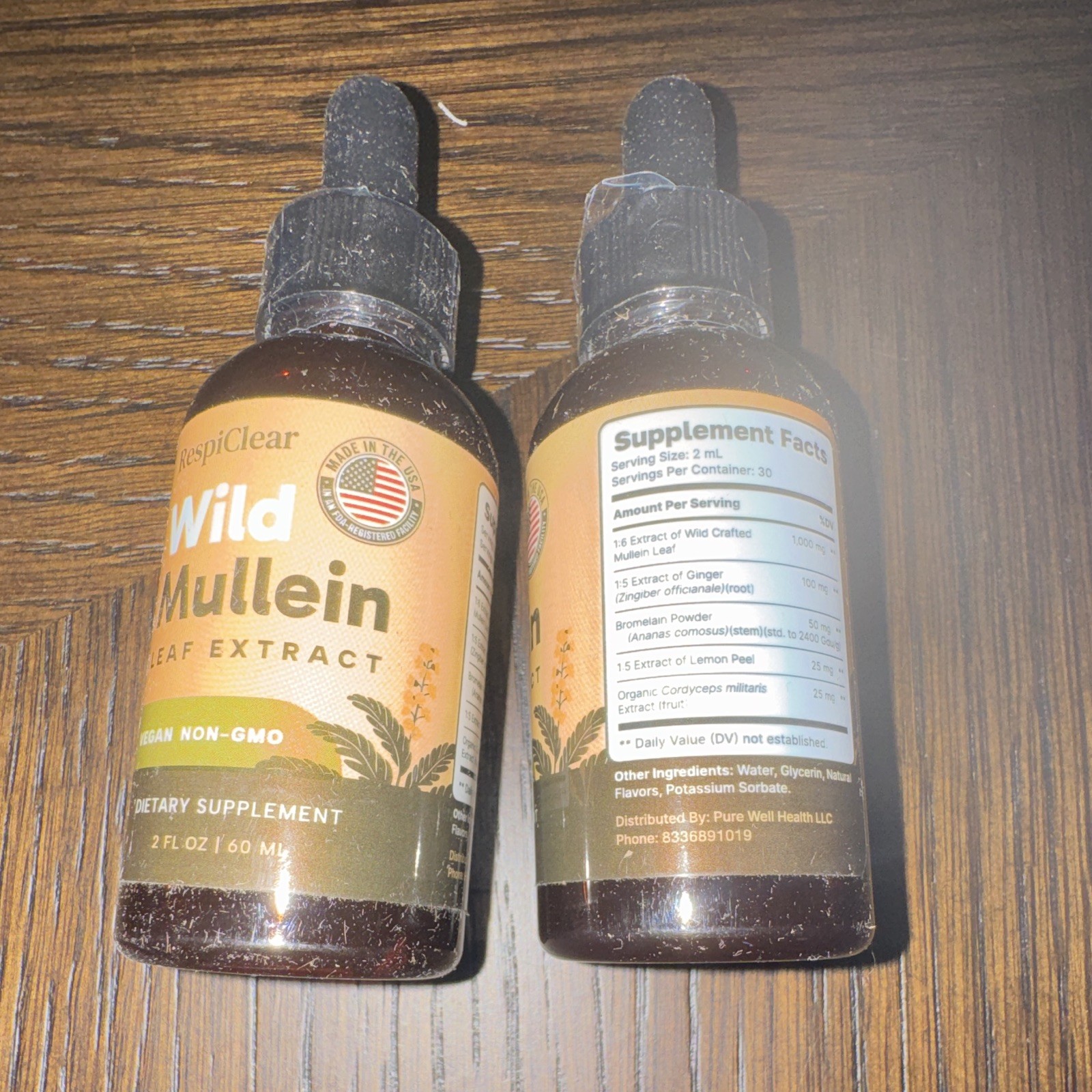 RespiClear Wild Mullein Leaf Extract Vegan Non-GMO Liquid Drops 2 fl oz