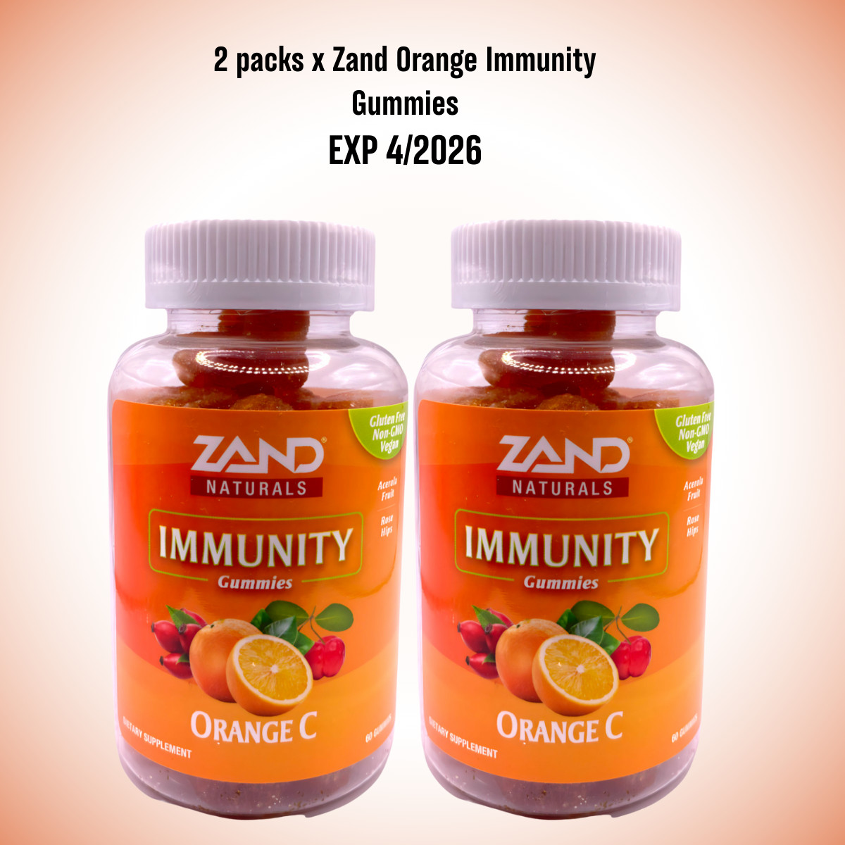 2 Packs x Zand Orange C Gummies Immunity Support Adults & Kids with Vit C Immune