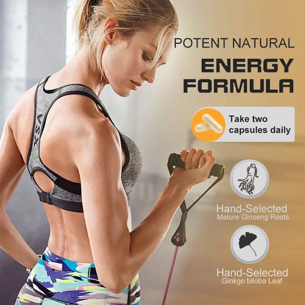 Panax Ginsen 945mg+Ginkgo Biloba 50mg Capsules – Boosts Energy, Focus, Memory