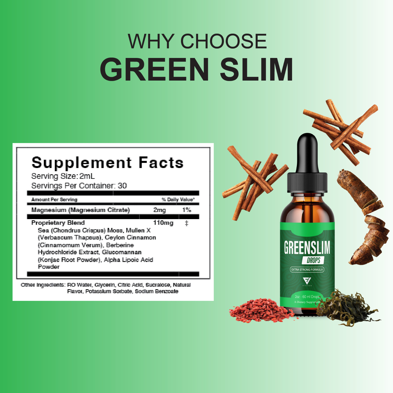 (5 Pack) GreenSlim Weight Management Liquid Supplement, Green Slim Drops (10oz)
