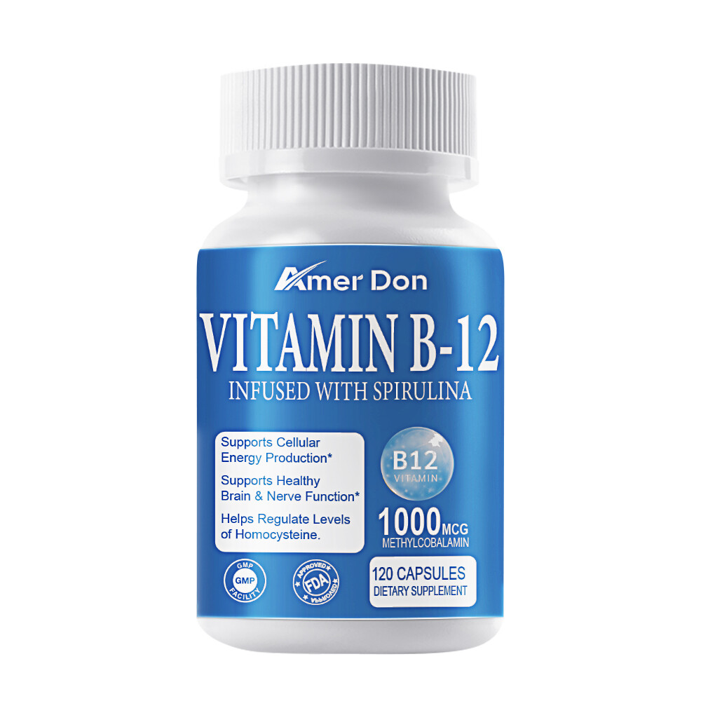 Vitamin B-12 B1,B2,B3,B5,B6,B7,B9-Triple Action 1,000Mcg 120 Capsules Support