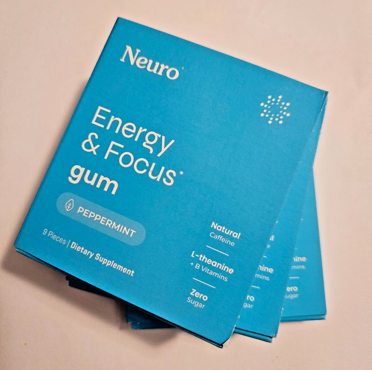3 PACKS NEURO Gum Mint L-theanine B-12 Caffeine Boost Energy & Focus 27 pc NEW!