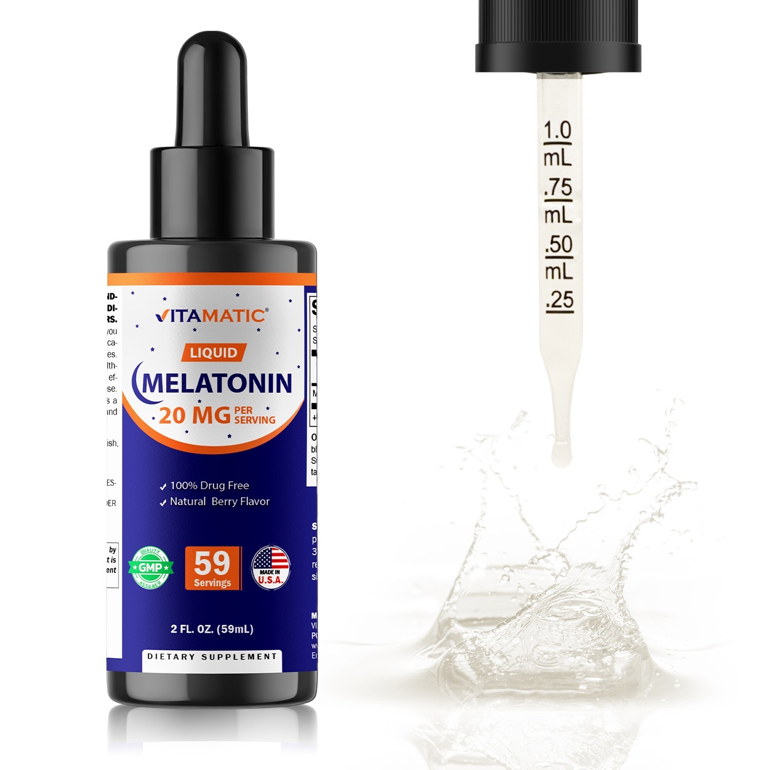 Vitamatic Melatonin 20mg Liquid Drops – 2 Fluid Ounce (59ml)