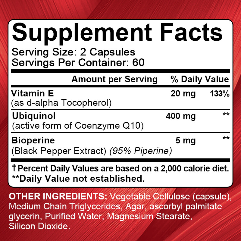 Coenzyme Q10 | 400 Mg Dietary Supplement | 120 Capsules High Potency Formula