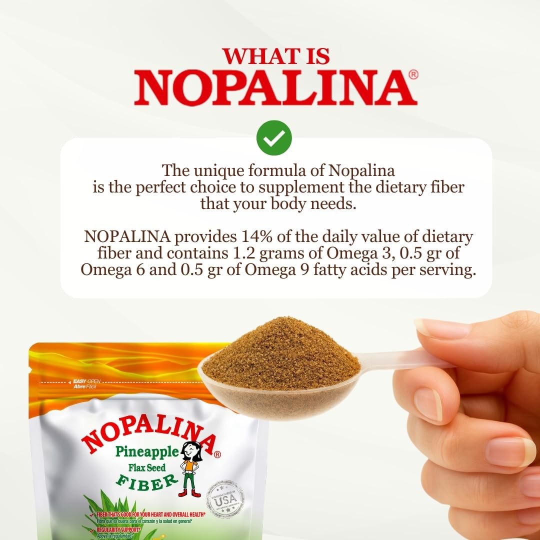 Nopalina Fiber Formula Pineapple 2Lb Bag 60 Servings Flax Seed Psyllium Oat Whea
