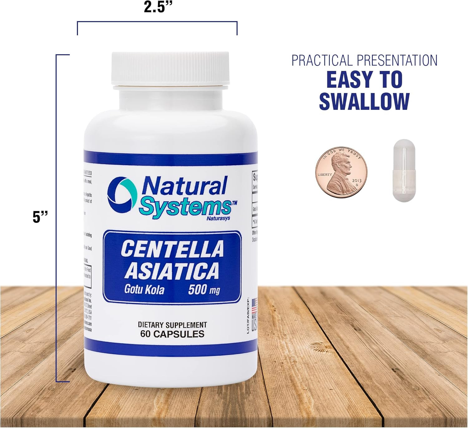 Centella Asiatica 500 mg 60 Capsules by Natural Systems – Gotu Kola Herb Moistur