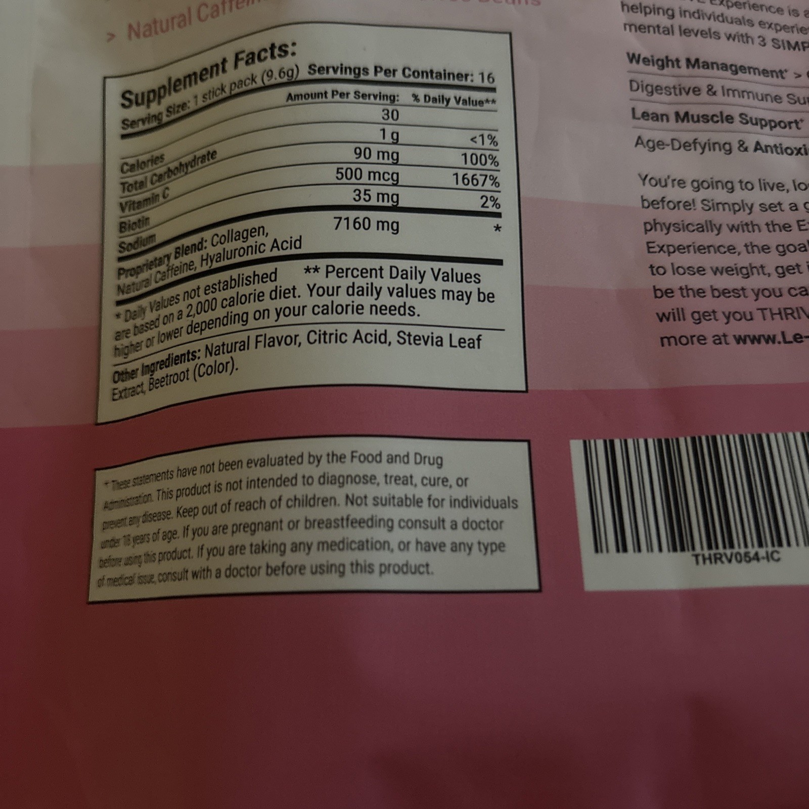PINK PRO collagen beverage-infused caffeine; NEW; 16 individual packets