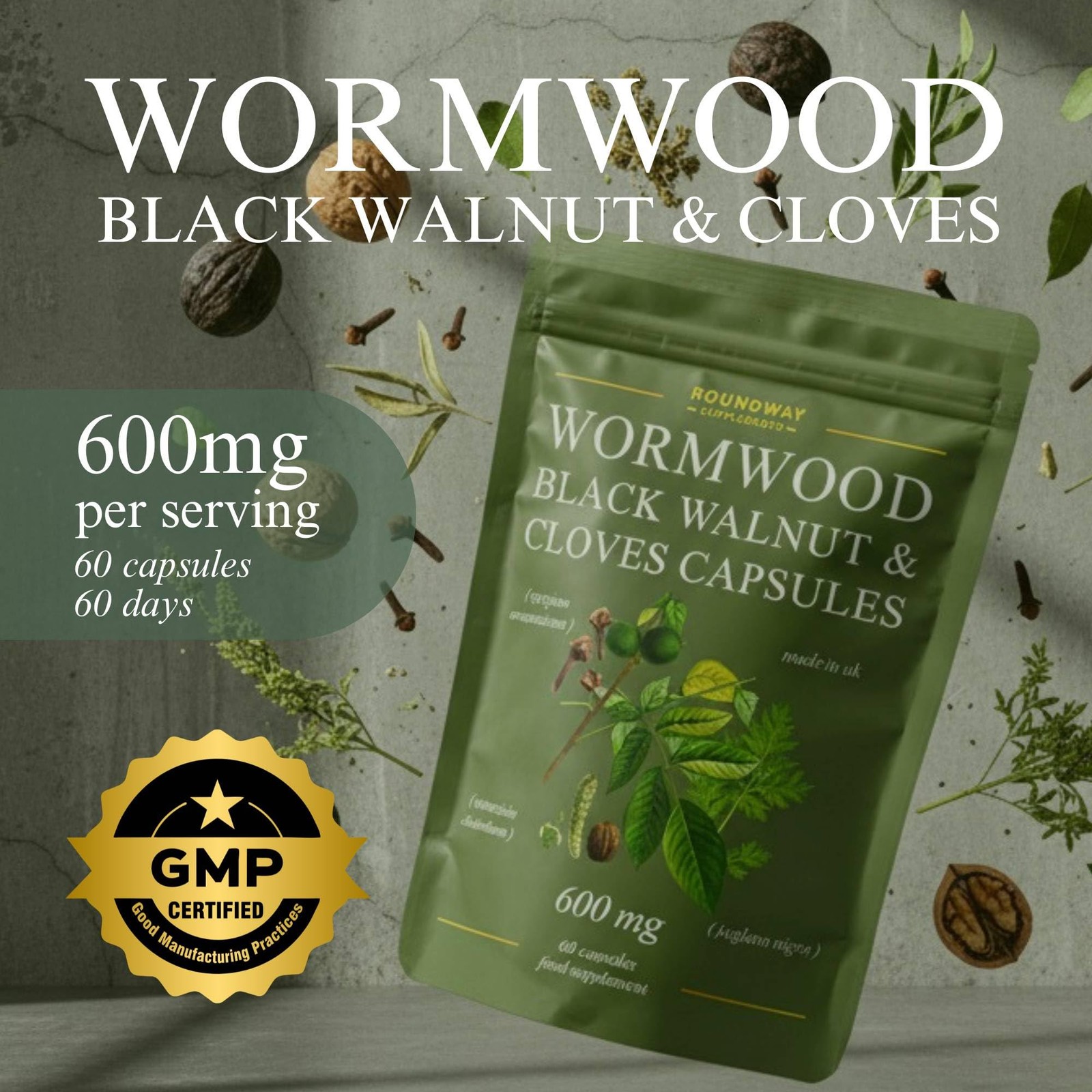 Wormwood Black Walnut Hull and 60 Count (Pack of 1)